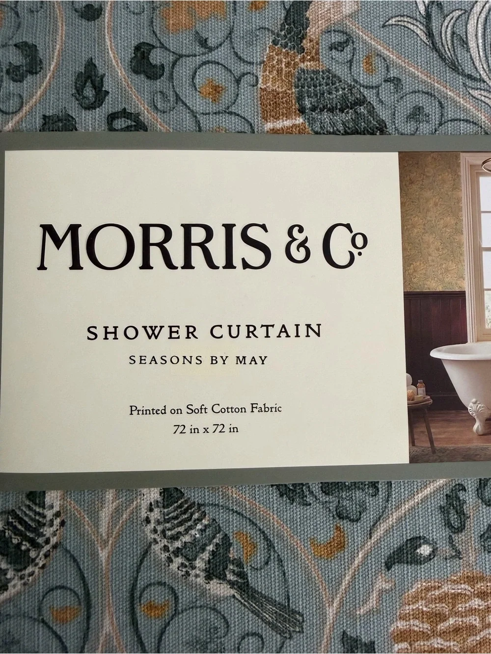 William Morris & Co Bird Seasons By May Shower Curtain Fabric 72x72” Flowers New